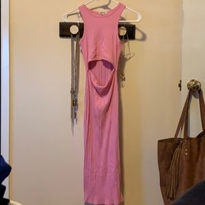 Bubble gum pink cut out dress